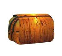 OTTKGGA Reeds By The River Double Clamshell Pen Case Stationery Storage Sketching School Traveling