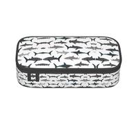 OTTKGGA Sharks Nautical Big Capacity Zipper Pencil Case Stationery Organizer Makeup Bag for School Office Travel