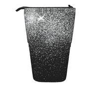 OTTKGGA Shiny Silver Glitter Stand Up Telescopic Pencil Case Stationery Organizer with Zipper Portable School Office Student