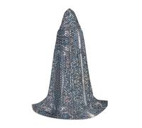 OTTKGGA Silver Fish Scale Hooded Cape For Teenagers Cosplay Robe Witch Vampires Grim Reaper Masquerade Party Costume