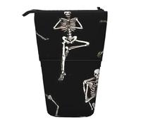OTTKGGA Skeletons Yoga Stand Up Telescopic Pencil Case Stationery Organizer with Zipper Portable School Office Student