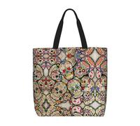 OTTKGGA Skull Tote Bag Large Capacity Zipper Shoulder Convenience Bag With Inner Pocket Travel Shopping Work