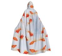 OTTKGGA Small Goldfish Swimming In The Water Hooded Cloak Wizard Cape Grim Reaper Vampire Party Halloween Adult Cosplay Stage Costumes