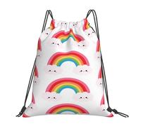 OTTKGGA Small Rainbow Drawstring Bags Waterproof Swimming Gym Backpacks Large Capacity Lightweight Travel Beach