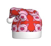 OTTKGGA Smile Pink Pig Adults Christmas Hat Plush Decorative Cap Soft Colorfast Holiday Parties New Year Decoration