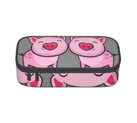 OTTKGGA Smile Pink Pig Big Capacity Zipper Pencil Case Stationery Organizer Makeup Bag for School Office Travel