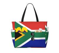 OTTKGGA South Africa Flag Large Capacity Beach Travel Bag Multi Pocket With Zip Tote Bag Waterproof Pool Vacation Gym