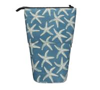 OTTKGGA Starfish Coastal Wool Stand Up Telescopic Pencil Case Stationery Organizer with Zipper Portable School Office Student