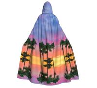 OTTKGGA Sunset Colorful Clouds Palm Tree Adult Hooded Cloak Party Decoration Robe Witch Vampires Halloween Christmas Cosplay Costume