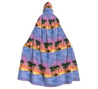 OTTKGGA Sunset Colorful Clouds Palm Tree Adults Hooded Cloak Decorative Cape Robe Vampires Witch Mysterious Cosplay Carnival Parties