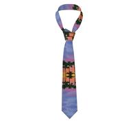 OTTKGGA Sunset Colorful Clouds Palm Tree Men'S Necktie Print Cravat Men'S Tie Fashion Classic Daily Party Business Wedding One Size