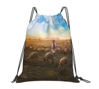 OTTKGGA Sunset Pasture Drawstring Bags Waterproof Swimming Gym Backpacks Large Capacity Lightweight Travel Beach