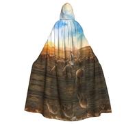 OTTKGGA Sunset Pasture Hooded Cloak Wizard Cape Grim Reaper Vampire Party Halloween Adult Cosplay Stage Costumes