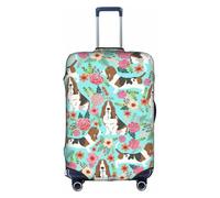OTTKGGA Sweet Basset Hound Florals Suitcase Cover Luggage Protector Elastic Anti-Scratch Travel Essentials Fits 18-32 Inch Luggage