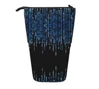 OTTKGGA The Blue Binary Stand Up Telescopic Pencil Case Stationery Organizer with Zipper Portable School Office Student