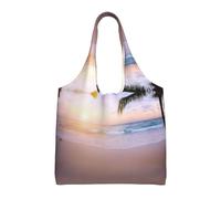 OTTKGGA Tropical Beach Sunset Canvas Tote Bags One Shoulder Commuting Handbag Large Capacity Shopping Work Travel Daily Use