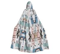 OTTKGGA Tropical Cactus Animal Lama Hooded Cloak Wizard Cape Grim Reaper Vampire Party Halloween Adult Cosplay Stage Costumes