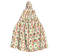 OTTKGGA Tropical Fruits Hooded Cloak Wizard Cape Grim Reaper Vampire Party Halloween Adult Cosplay Stage Costumes