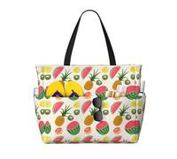 OTTKGGA Tropical Fruits Large Capacity Beach Travel Bag Multi Pocket With Zip Tote Bag Waterproof Pool Vacation Gym