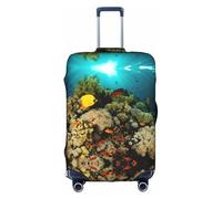 OTTKGGA Underwater World Hd Fish Suitcase Cover Luggage Protector Elastic Anti-Scratch Travel Essentials Fits 18-32 Inch Luggage