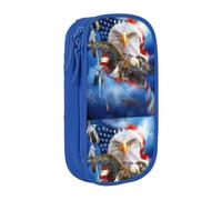 OTTKGGA USA Flag Double-Layer Pencil Case Pen Bag Large Capacity School Office Travel Makeup