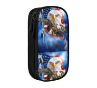 OTTKGGA USA Flag Double-Layer Pencil Case Pen Bag Large Capacity School Office Travel Makeup