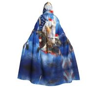 OTTKGGA Usa Flag Hooded Cloak Wizard Cape Grim Reaper Vampire Party Halloween Adult Cosplay Stage Costumes