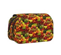 OTTKGGA Variety Fresh Vegetables Fruits Double Clamshell Pen Case Stationery Storage Sketching School Traveling
