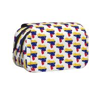 OTTKGGA Venezuela Flag Double Clamshell Pen Case Stationery Storage Sketching School Traveling