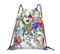 OTTKGGA Wild Flowers Birds Leaves Branches Drawstring Bags Waterproof Swimming Gym Backpacks Large Capacity Lightweight Travel Beach