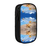 OTTKGGA Wishing Bottle Seascape Double-Layer Pencil Case Pen Bag Large Capacity School Office Travel Makeup