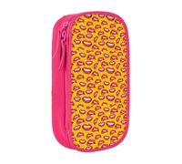 OTTKGGA Women Smiling and Biting Her Red Lips Double-Layer Pencil Case Pen Bag Large Capacity School Office Travel Makeup