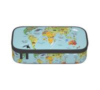 OTTKGGA World Map. Big Capacity Zipper Pencil Case Stationery Organizer Makeup Bag for School Office Travel