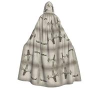 OTTKGGA World War 2 Aircraft Airplane Adult Hooded Cloak Party Decoration Robe Witch Vampires Halloween Christmas Cosplay Costume