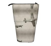 OTTKGGA World War 2 Aircraft Airplane Stand Up Telescopic Pencil Case Stationery Organizer with Zipper Portable School Office Student