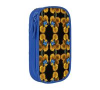 OTTKGGA Yellow Sunflowers with Blue Butterflies Double-Layer Pencil Case Pen Bag Large Capacity School Office Travel Makeup