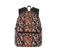 OTTKGGA Yorkie Floral Casual Backpack School Book Bags Stylish Classic Travel Work Outdoor Sports