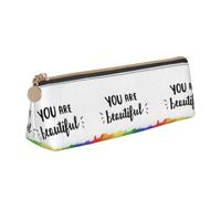 OTTKGGA You are Beautiful Leather Pencil Case Stationery Organizer Pouch with Zipper Student Middle School College Office
