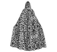 OTTKGGA Zebra Print Hooded Cloak Wizard Cape Grim Reaper Vampire Party Halloween Adult Cosplay Stage Costumes