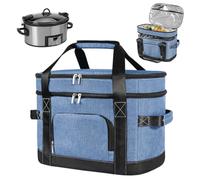 Ottkids Double Layer Slow Cooker Carrying Bag - Fits 6-8 Quart Crock-Pot & Hamilton Beach Oval Slow Cookers, Insulated Travel Carrier Case with Adjustable Straps & Accessory Pocket for Utensils