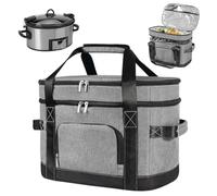 Ottkids Double Layer Slow Cooker Carrying Bag - Fits 6-8 Quart Crock-Pot & Hamilton Beach Oval Slow Cookers, Insulated Travel Carrier Case with Adjustable Straps & Accessory Pocket for Utensils