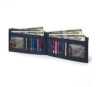 Otto Angelino Genuine Leather 2 Compartment Bifold Wallet Clutch with Phone Compatible Slots - RFID Blocking - Unisex, Navy Blue, One Size (OTTO350)
