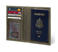 Otto Angelino Real Leather Passport Wallet - RFID Blocking and Baggage Tag - Unisex (Green)