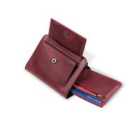Otto Angelino RFID Blocking Men’s Zippered Bifold Wallet - Italian Cowhide Leather - Slim Travel Comfort - Credit Card Holder w/Transparent ID Slot - Snap Back Coin Holder