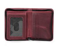 Otto Angelino RFID Blocking Men’s Zippered Bifold Wallet - Italian Cowhide Leather - Slim Travel Comfort - Credit Card Holder w/Transparent ID Slot - Snap Back Coin Holder