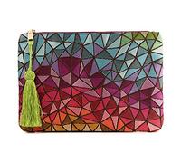 Otto Angelino Women's Clutch Bag Bohemian Style Woven Ketene Purse with Tassel & Zipper Closure