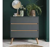 Otto Chest of Drawers Wide 3 Drawer in Grey