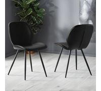 Otto Dining Chair - Set of 2 - Black - Faux Leather and Metal