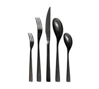 Otto Koning Black Stainless Steel Cutlery Set - 20 Pieces, Knife and Fork Sets for 4, Includes Spoons and Steak Knives, Modern Mirror Polished Design, Dishwasher Safe, Incomparable Price