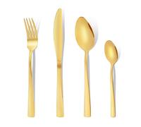 Otto Koning - Leipzig- 32-Piece Gold Cutlery Set for 8 - Premium Stainless Steel Knife and Fork Sets - Includes Table Knives, Forks, Spoons, and Coffee Spoons - Modern Design, Dishwasher Safe